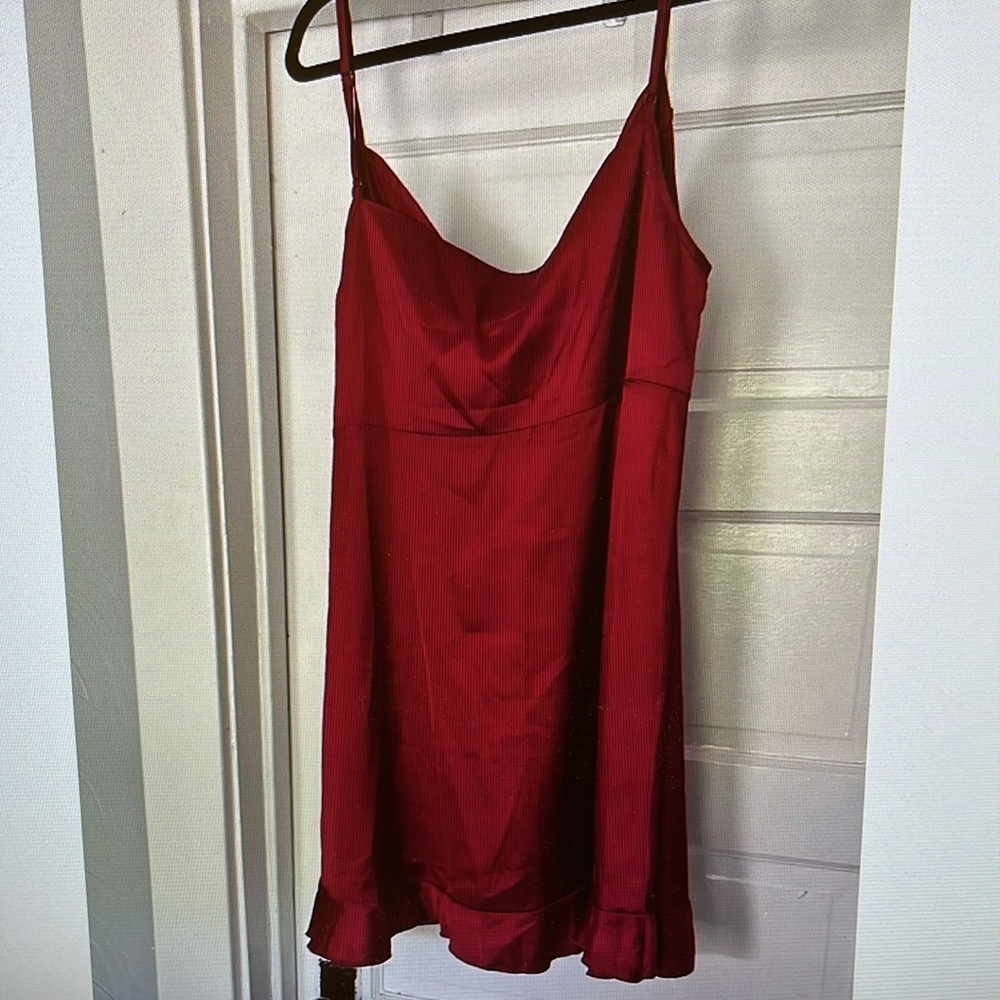 Agnes Orinda Women's 1X Satin Ruffle Trim Sleeveless Pleated Soft Nightgown NWT - Picture 7 of 9